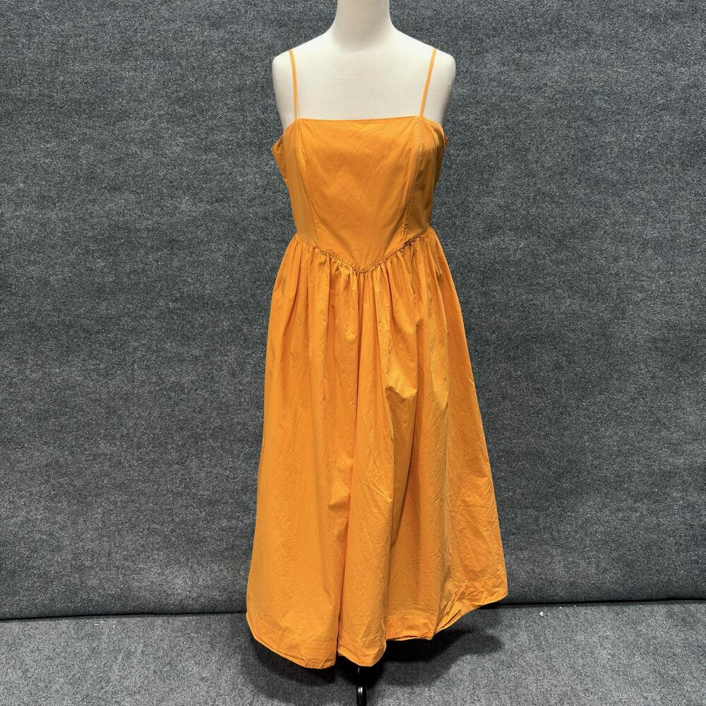 Ronny Kobo Solid Dress Womens Large Orange Strappy Fit Flare Sundress Party